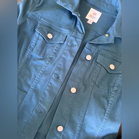 LuLaRoe Blue/Teal Jeanish Jacket Small - Picture 2 of 3